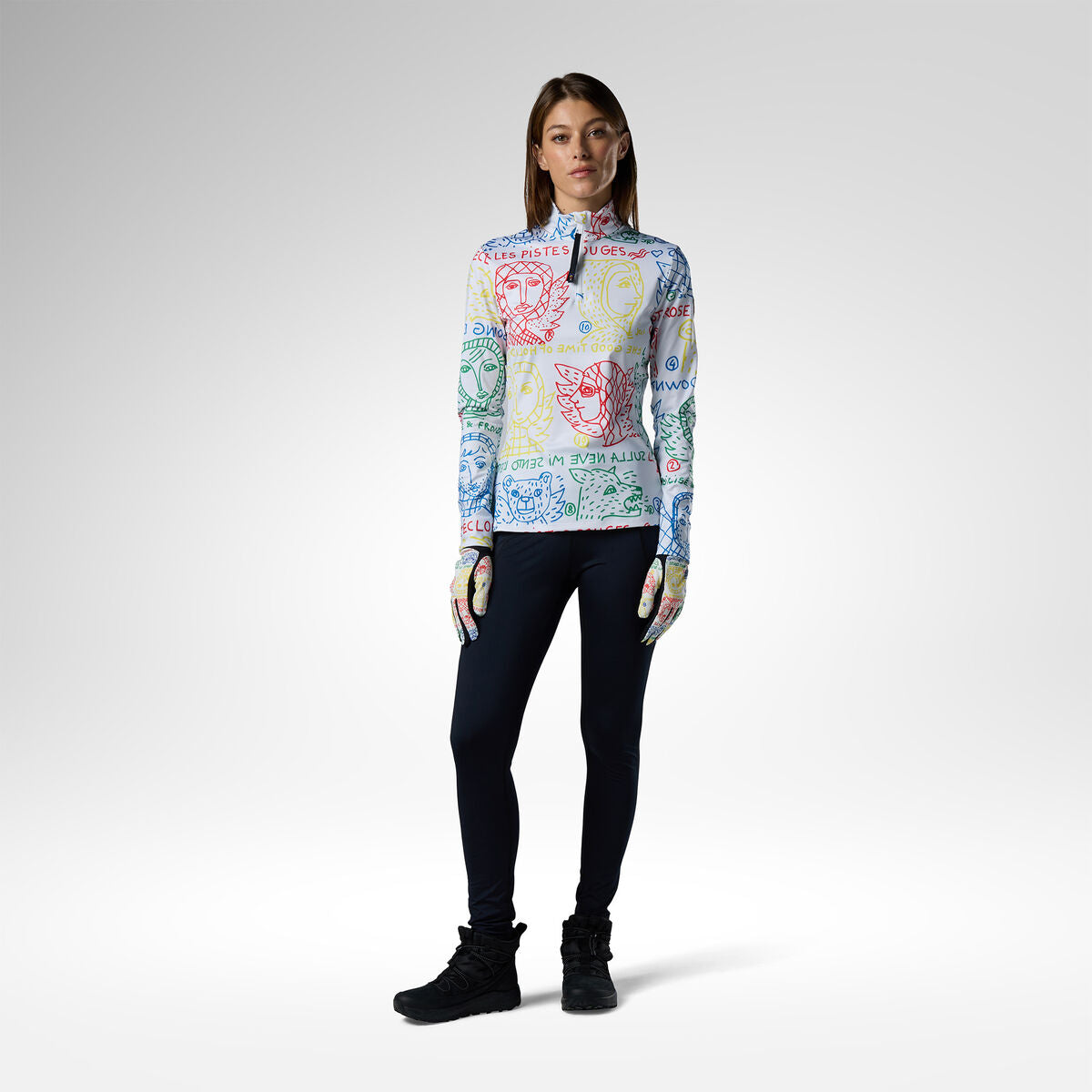 Bluza dama Rossignol JCC W quarter zip first layer Multicolor print