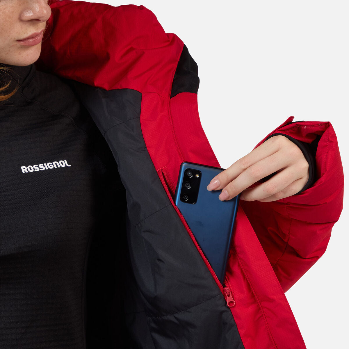 Geaca schi dama Rossignol WISPILE RIPSTOP DOWN Ruby Red