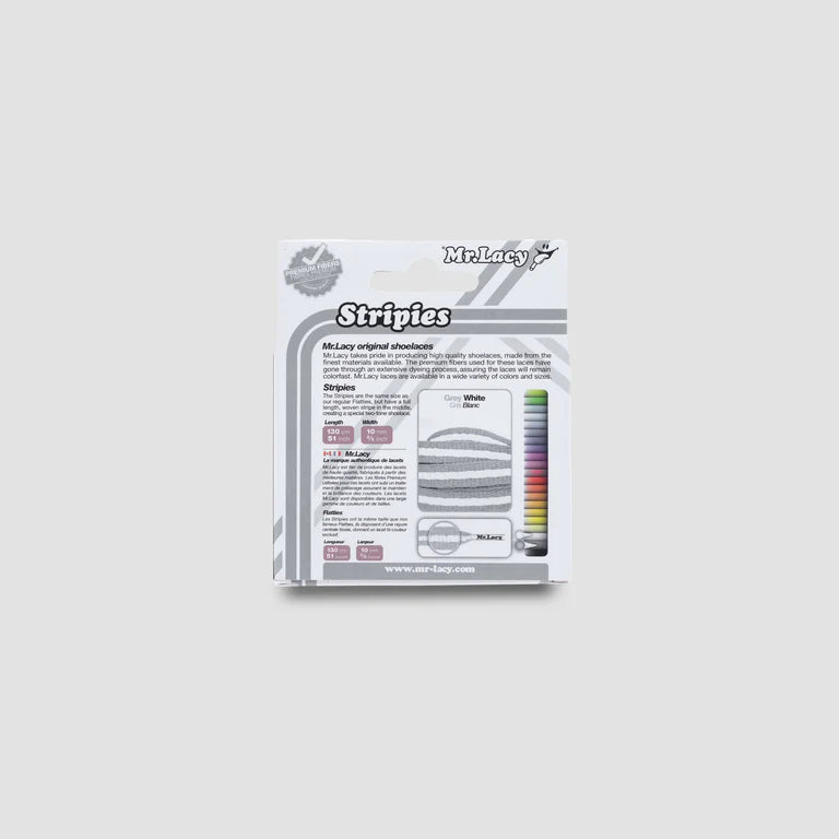 Sireturi Mr. Lacy STRIPIES 130CM Grey White