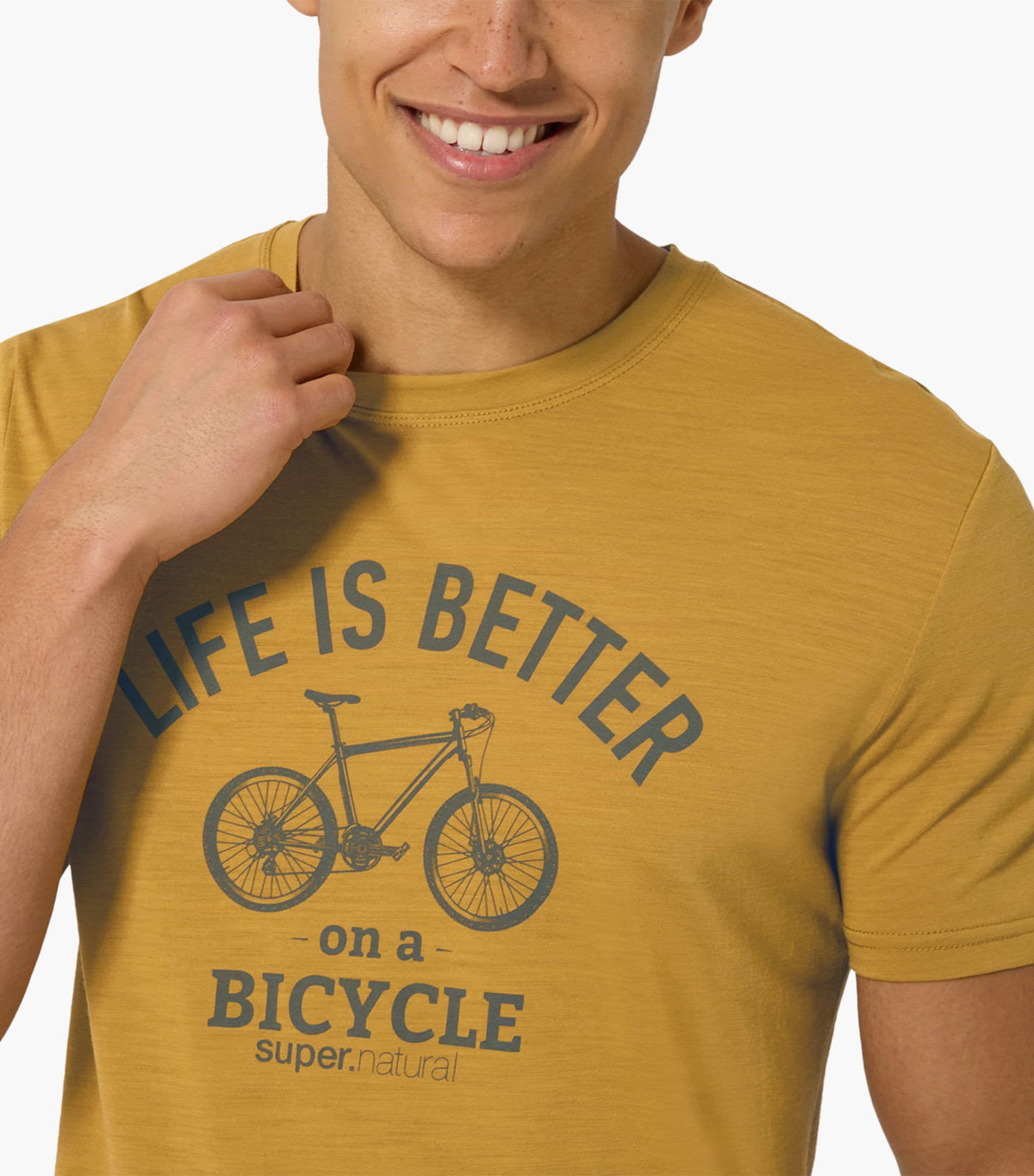 Tricou barbati cu merino SN-SUPERNATURAL - M BETTER BIKE TEE - Dried Tobacco Cashmere Grey Melange