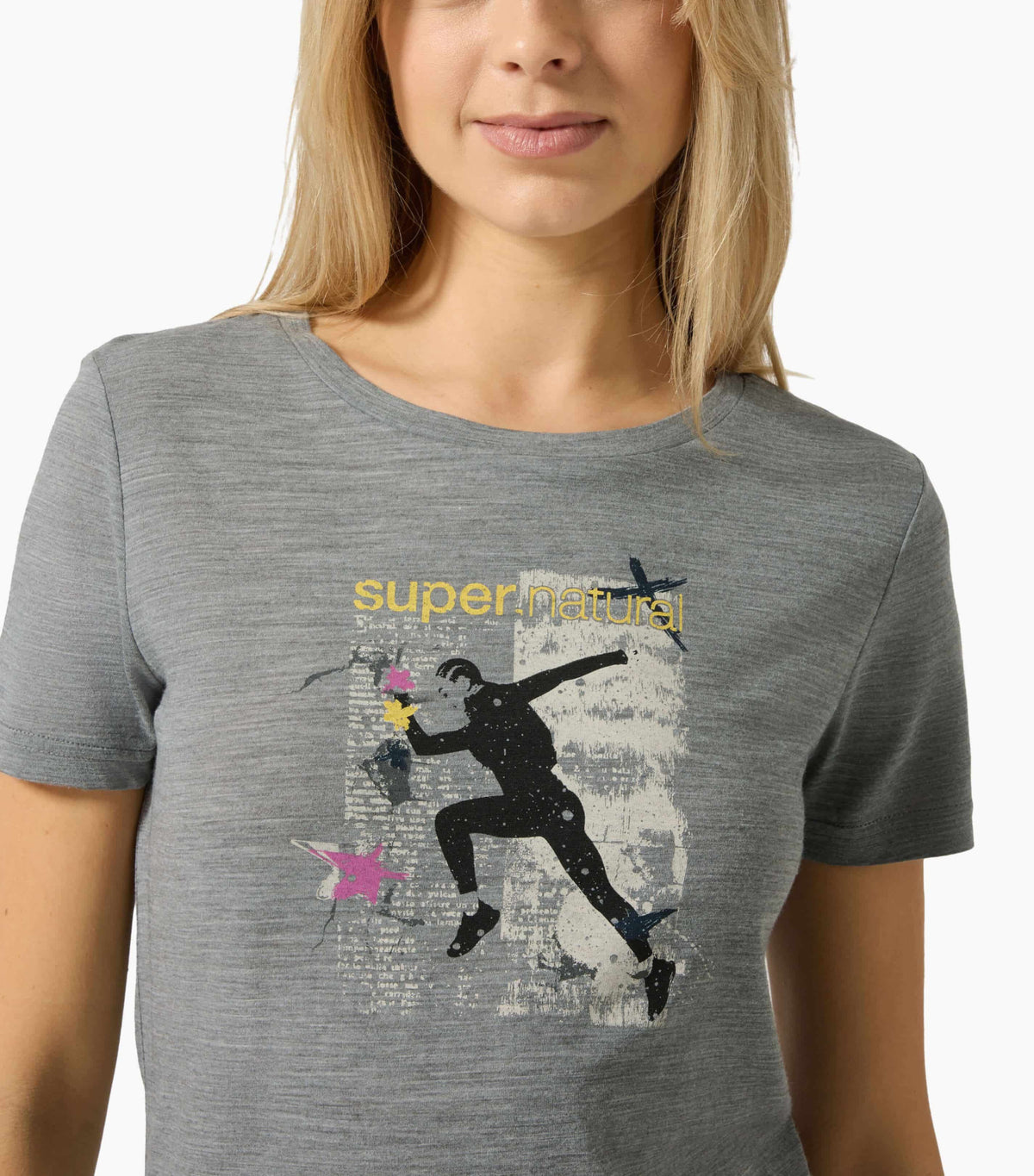 Tricou dama cu merino SN-SUPERNATURAL - W RUNNING ART TEE - Cashmere Grey Melange Various