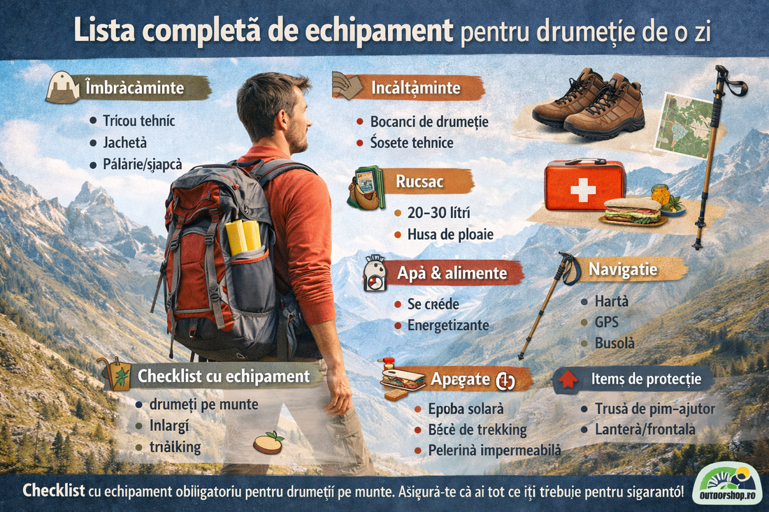 Lista completă de echipament pentru drumeție de o zi