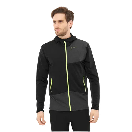 Bluza barbati Viking Tacoma negru gri melange with neon zipper, breathable fabric, and functional hood for everyday wear