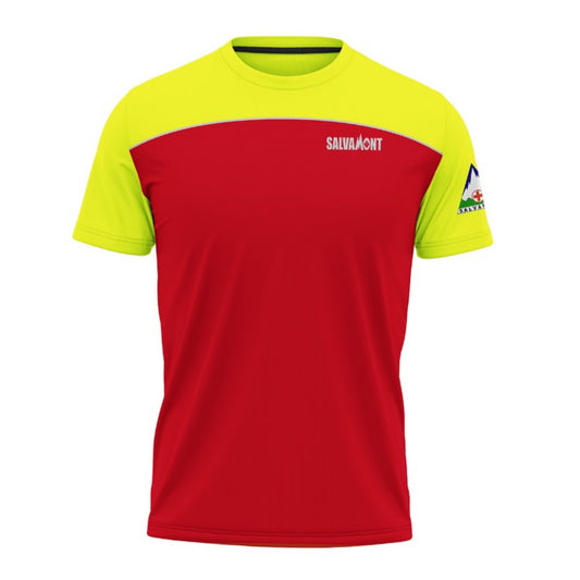 Tricou tehnic CarpatianSport dedicat Salvamont roșu/galben