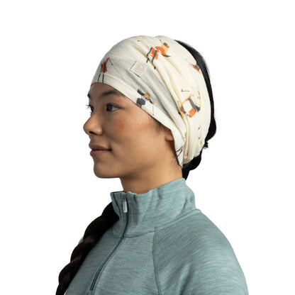 Bandana BUFF Light Weight merino wool prints TINSU ECRU