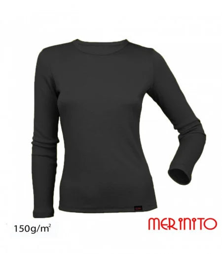 Bluza dama Merinito 150g 100% lana merinos negru