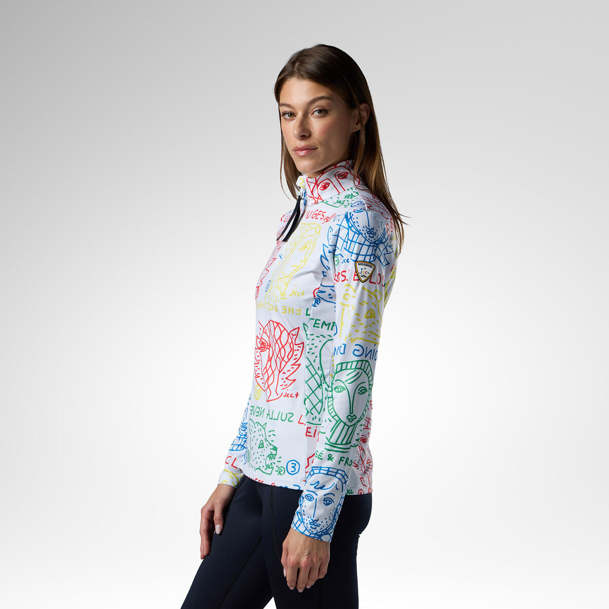 Bluza dama Rossignol JCC W quarter zip first layer Multicolor print
