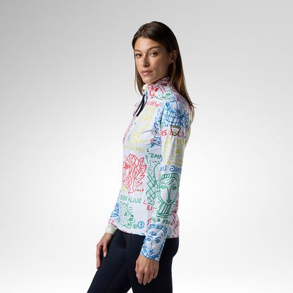 Bluza dama Rossignol JCC W quarter zip first layer Multicolor print