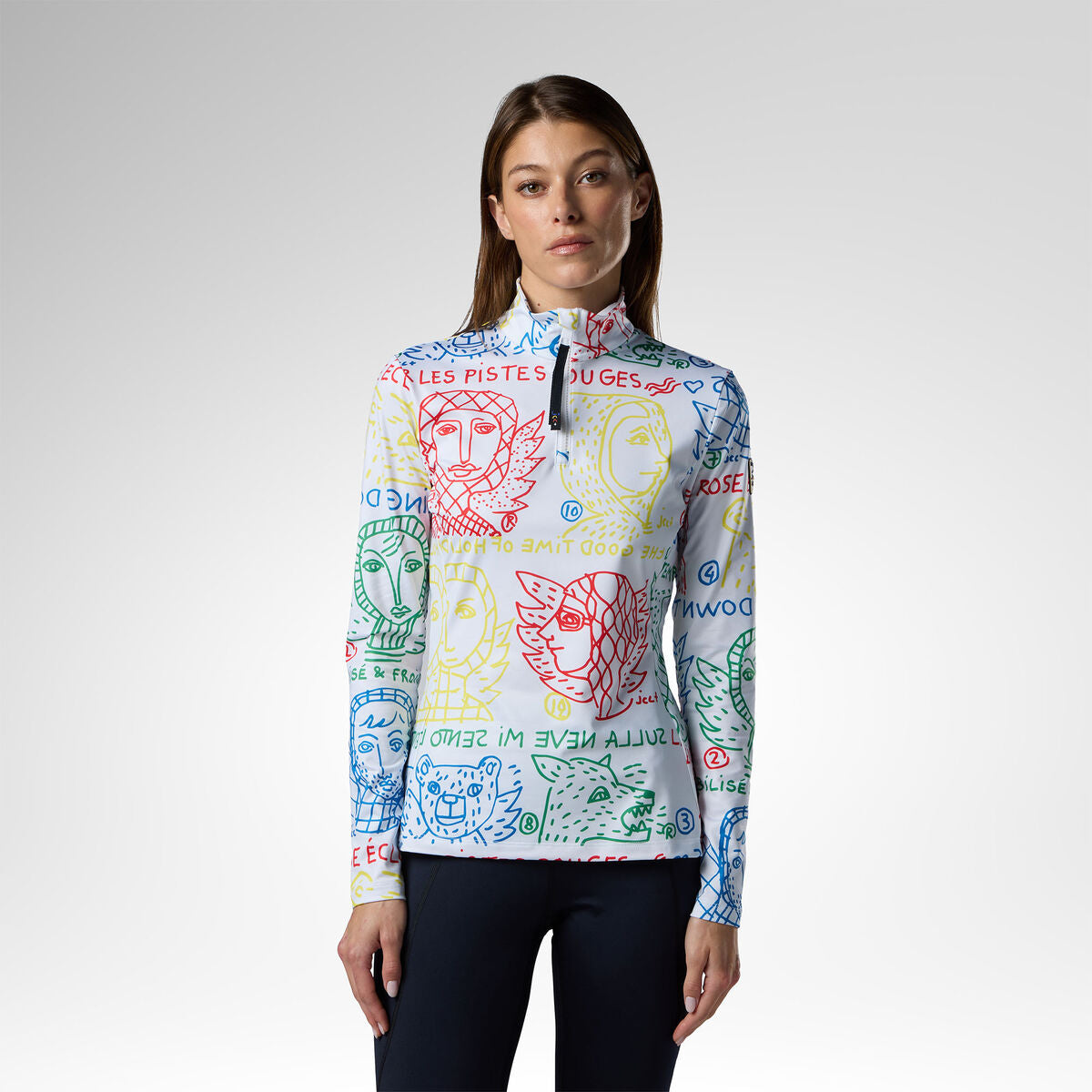 Bluza dama Rossignol JCC W quarter zip first layer Multicolor print