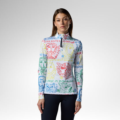 Bluza dama Rossignol JCC W quarter zip first layer Multicolor print
