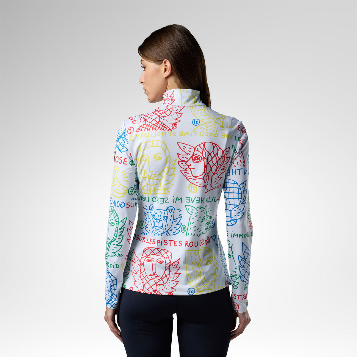 Bluza dama Rossignol JCC W quarter zip first layer Multicolor print