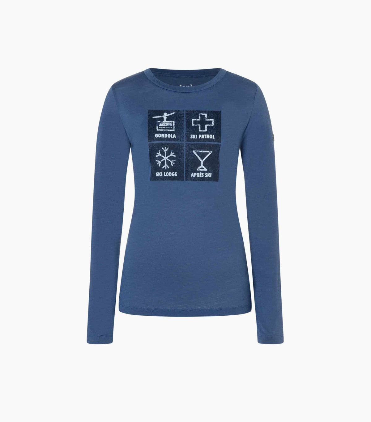 Bluza dama SN Super.Natural W SWISS LODGE LS Ocean Blue Blueberry Fresh White