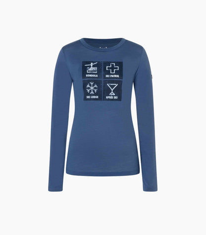 Bluza dama SN Super.Natural W SWISS LODGE LS Ocean Blue Blueberry Fresh White
