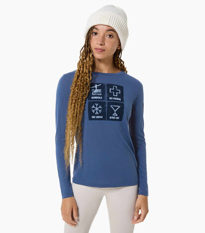Bluza dama SN Super.Natural W SWISS LODGE LS Ocean Blue Blueberry Fresh White