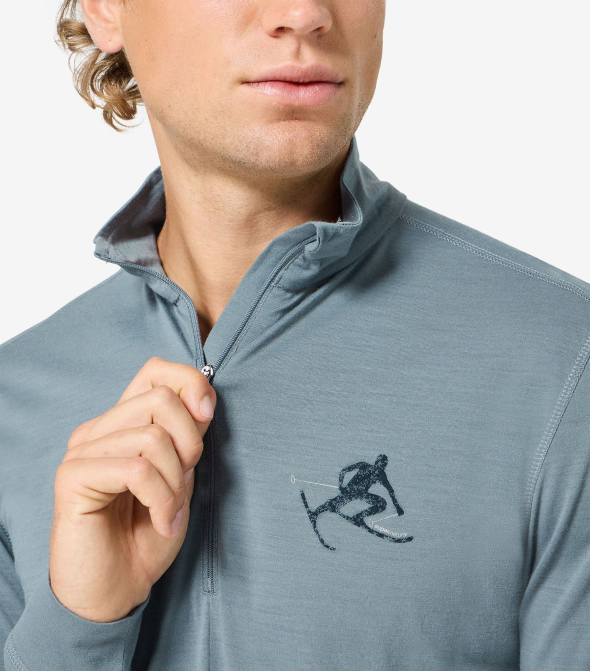 Bluza de corp barbati SN Super.Natural M TUNDRA175 LS TONI ZIP 1 4 STORMY WEATHER BLUEB