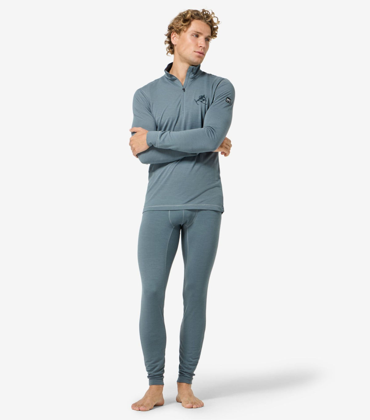 Bluza de corp barbati SN Super.Natural M TUNDRA175 LS TONI ZIP 1 4 STORMY WEATHER BLUEB