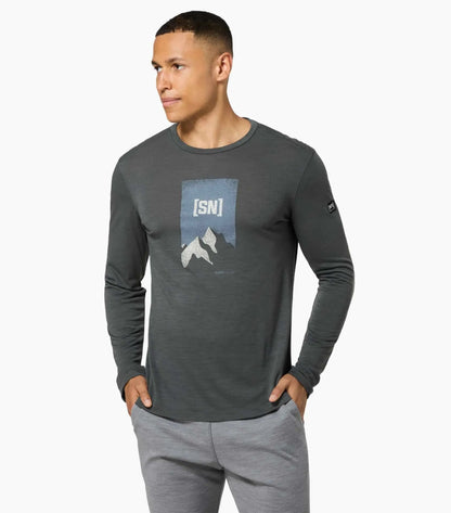 Bluza barbati SN Super.Natural M 2 PITCH LS Dark Shadow Melange Flint Stone Feather Grey
