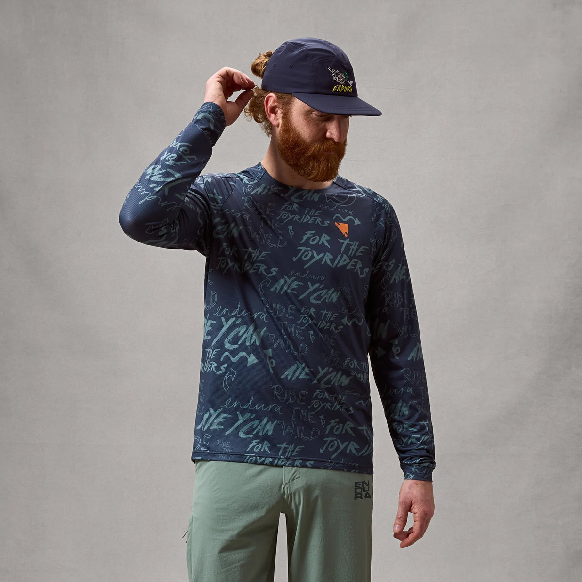 Bluza pentru barbati ENDURA SINGLETRACK L S PRINT - CARBON GREY