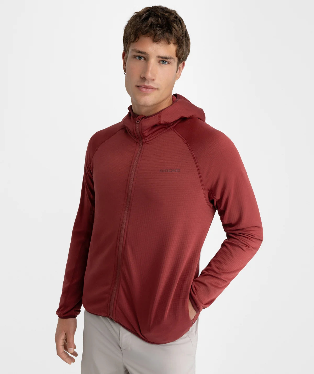 Siroko Stride – Midlayer Fleece cu Glugă Bărbați Maroon