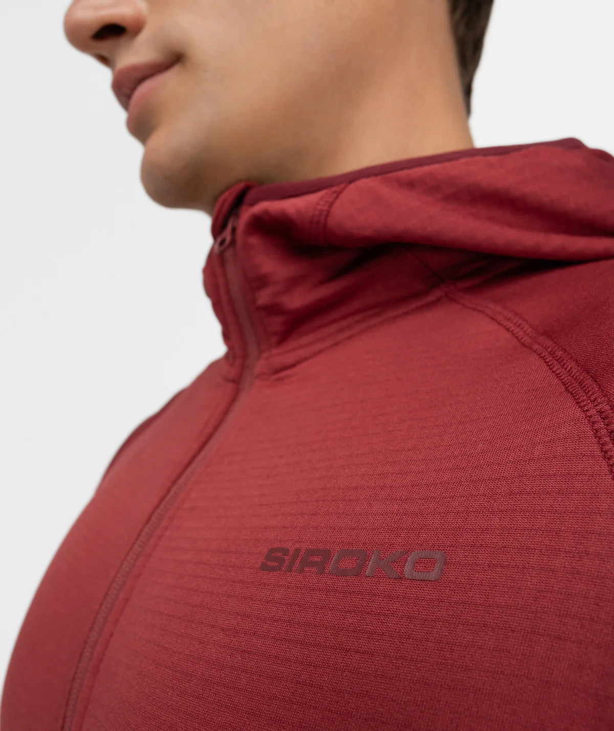 Siroko Stride – Midlayer Fleece cu Glugă Bărbați Maroon