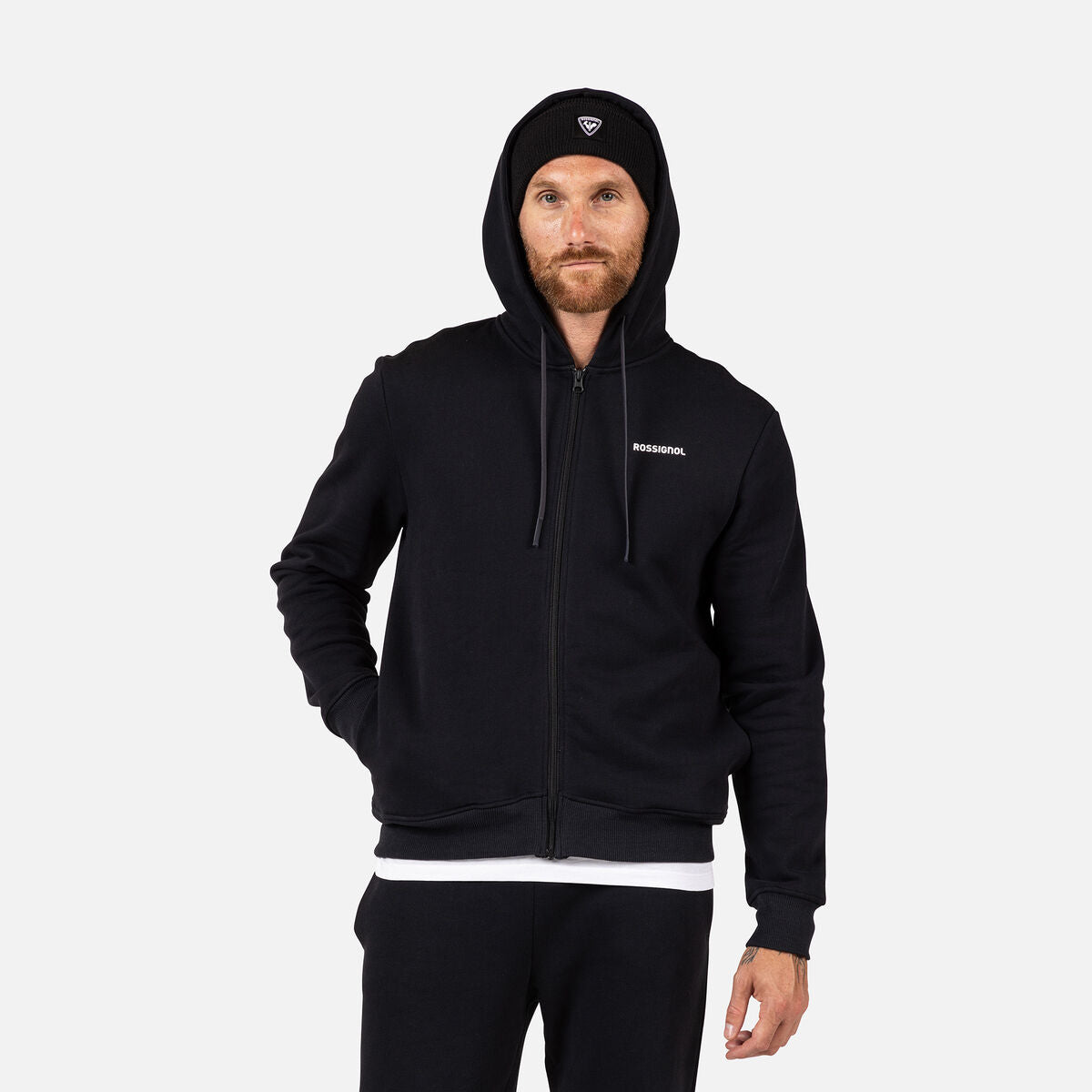 Hanorac barbati Rossignol Presset Full-Zip Hooded- Black