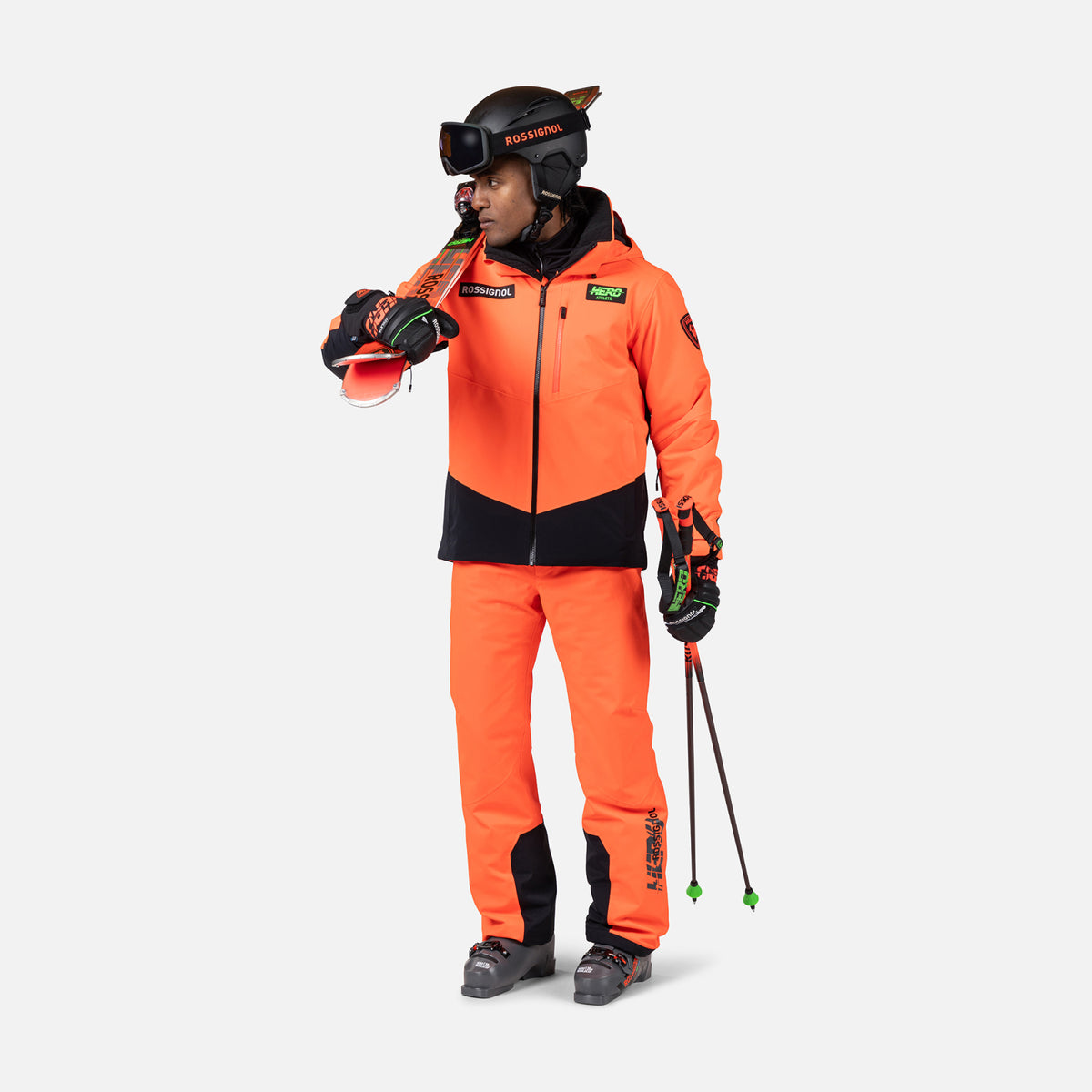 Pantaloni schi barbati Rossignol HERO BLACKSIDE INSULATED Neon Red