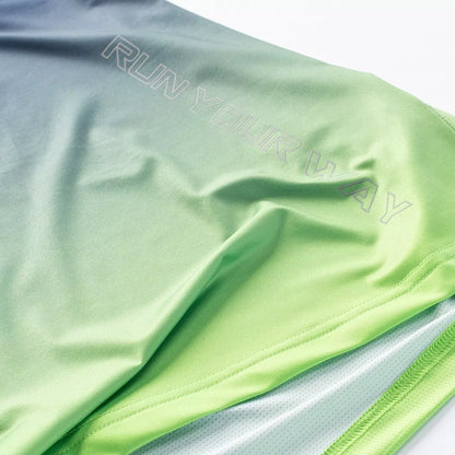 Tricou alergare cu mânecă scurtă barbati IQ INTELLIGENCE ESTISE blue/green