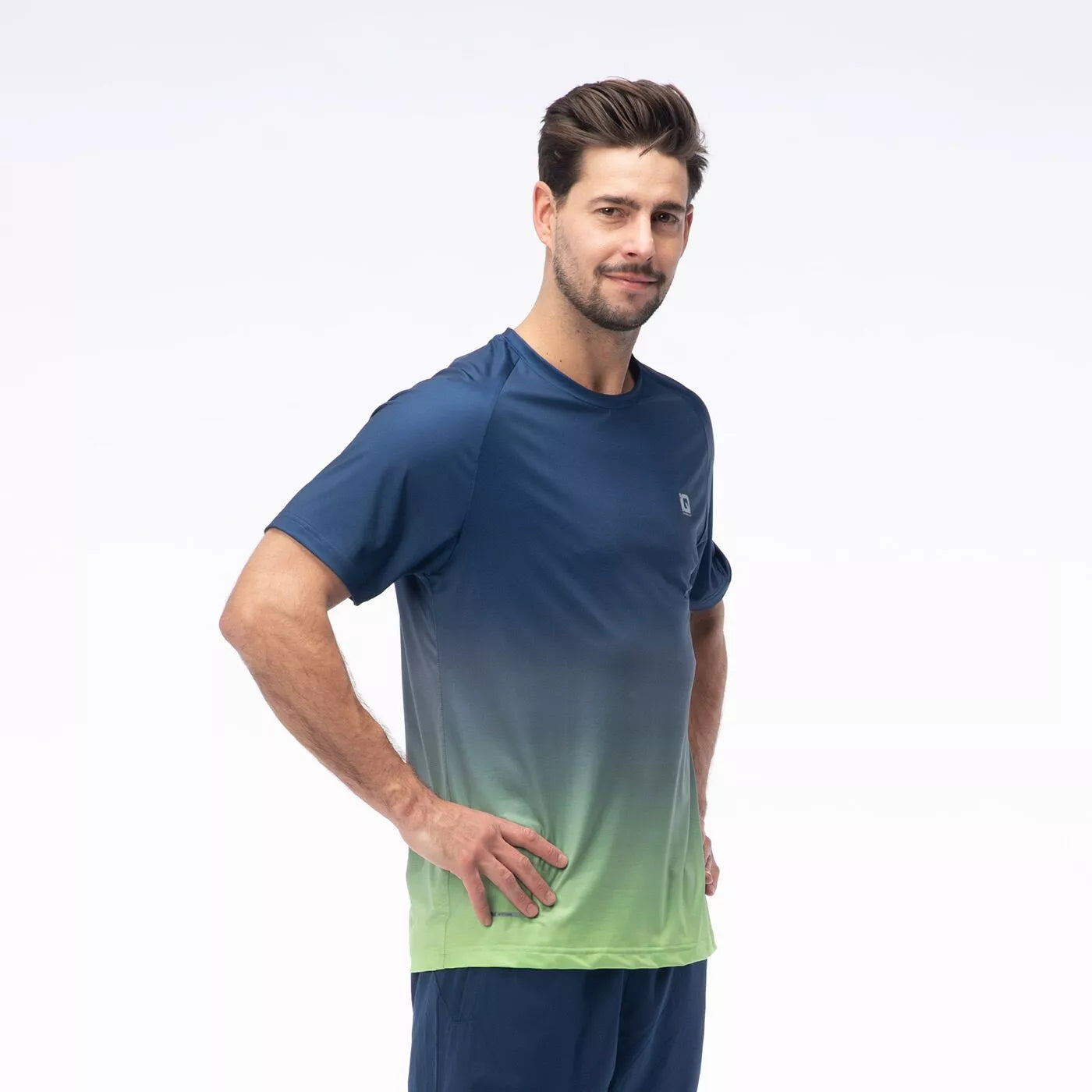 Tricou alergare cu mânecă scurtă barbati IQ INTELLIGENCE ESTISE blue/green