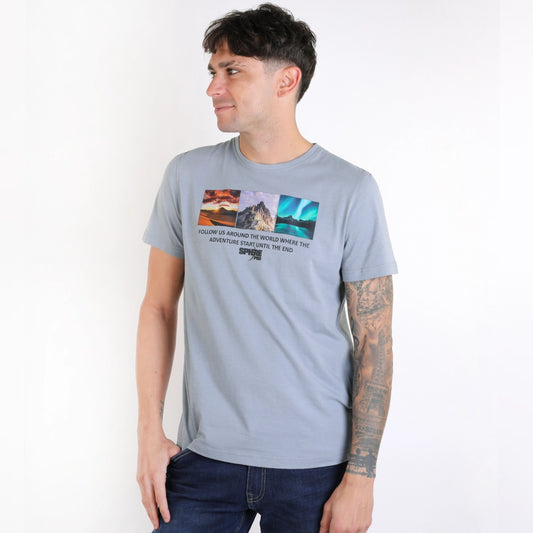 Tricou barbati trekking SpherePro  Time gris claro