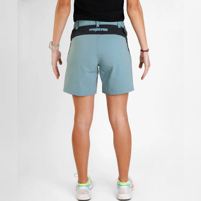Pantaloni scurți damă SpherePro Norma – Azul Mineral/Carbon | Ideali pentru drumeții și alergare