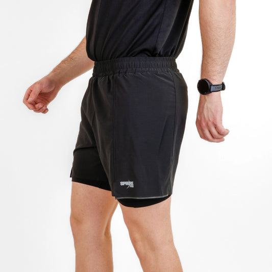 Șort 2‑în‑1 Trail Running SpherePro Oleg – Negru | Tehnic, Ușor și Confortabil