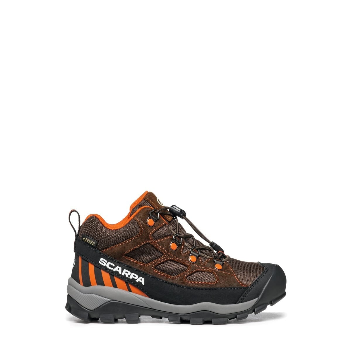 Scarpa Neutron Mid S Kid Gore-Tex Dark Brown Orange Ghete Drumetie Copii