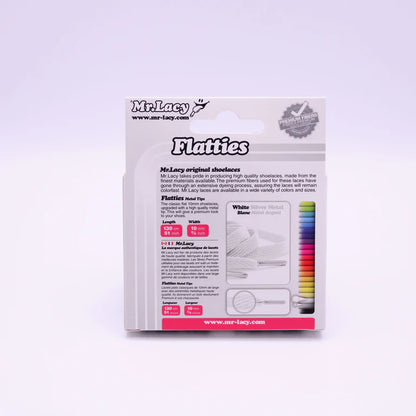 Sireturi Mr. Lacy FLATTIES  METAL TIPS White Silver 130CM