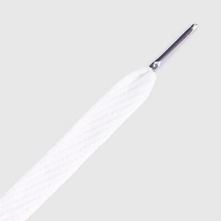 Sireturi Mr. Lacy FLATTIES  METAL TIPS White Silver 130CM