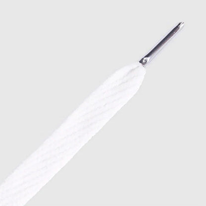 Sireturi Mr. Lacy FLATTIES  METAL TIPS White Silver 130CM