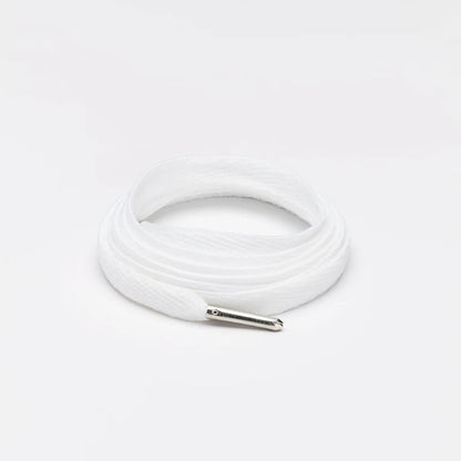 Sireturi Mr. Lacy FLATTIES  METAL TIPS White Silver 130CM