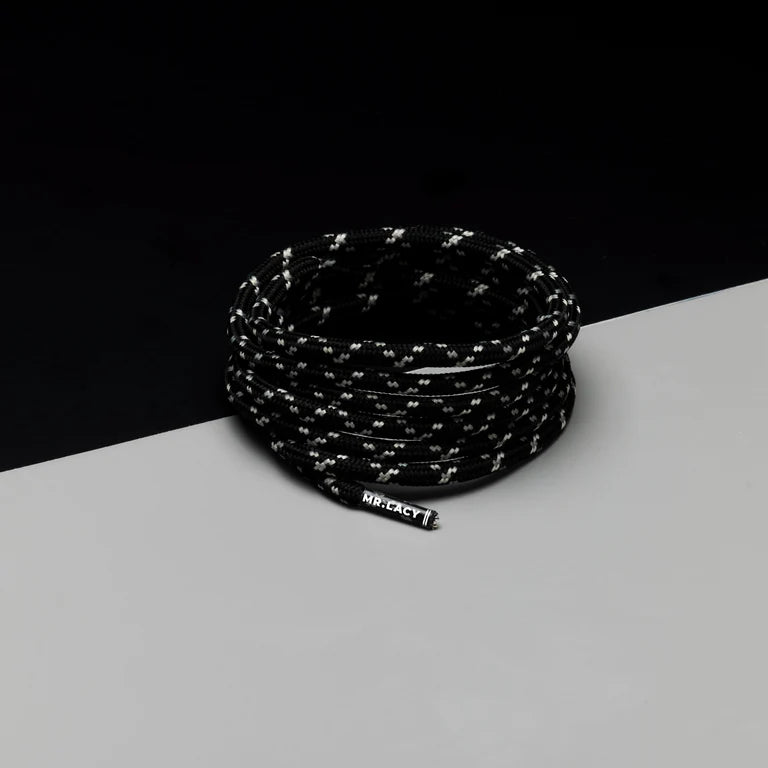 Sireturi Mr. Lacy HIKIES ROUND 150 CM Black Grey Light Grey