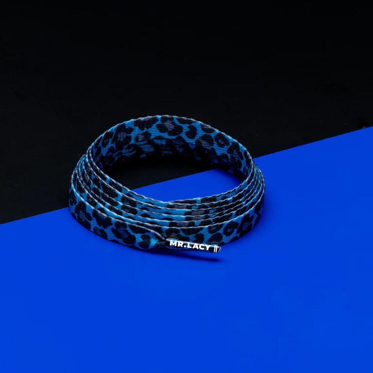 Sireturi Mr. Lacy PRINTIES 130CM Leopard Royal Blue
