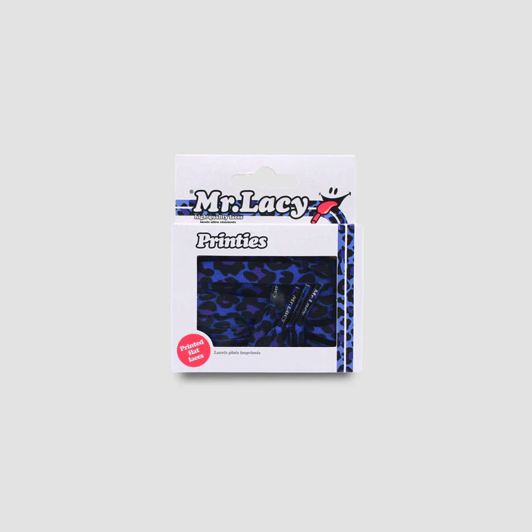 Sireturi Mr. Lacy PRINTIES 130CM Leopard Royal Blue