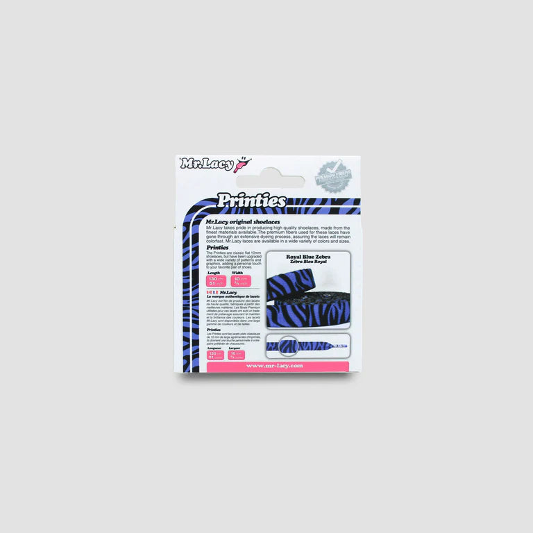 Sireturi Mr. Lacy PRINTIES 130CM Zebra Royal Blue