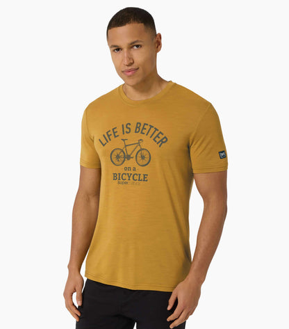 Tricou barbati cu merino SN-SUPERNATURAL - M BETTER BIKE TEE - Dried Tobacco Cashmere Grey Melange