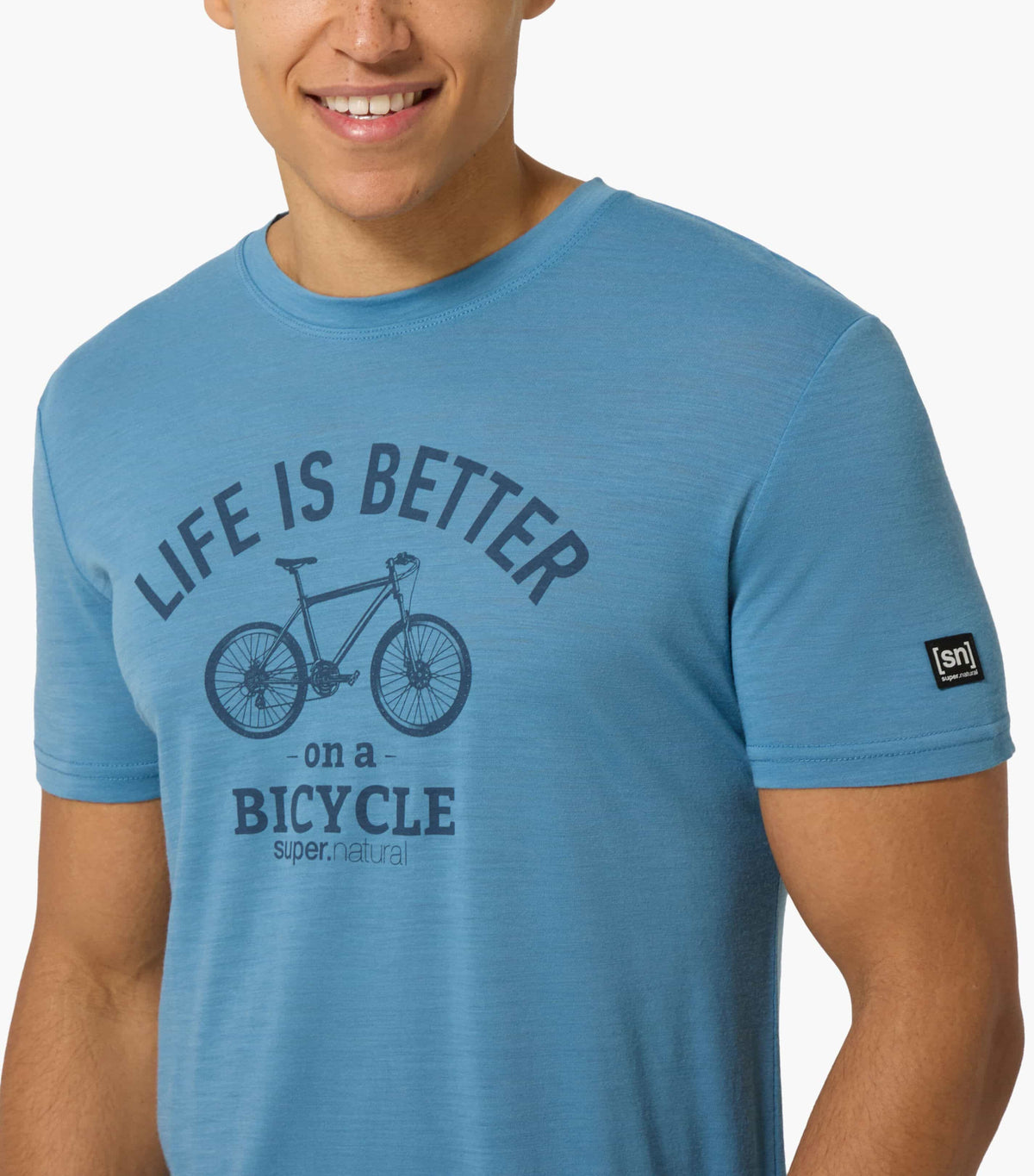 Tricou barbati cu merino SN-SUPERNATURAL - M BETTER BIKE TEE - Blue Heaven Ocean Blue