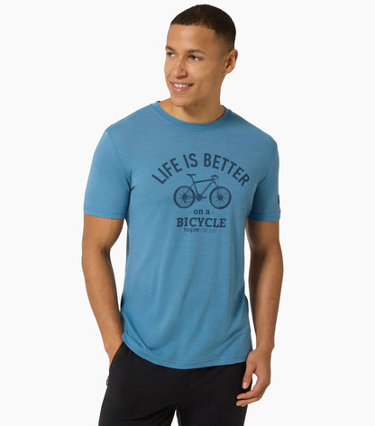 Tricou barbati cu merino SN-SUPERNATURAL - M BETTER BIKE TEE - Blue Heaven Ocean Blue