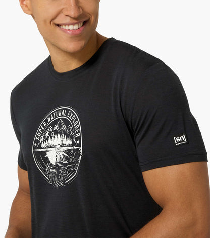 Tricou barbati cu merino SN-SUPERNATURAL - M EXPLORING TEE - Jet Black Feather Grey