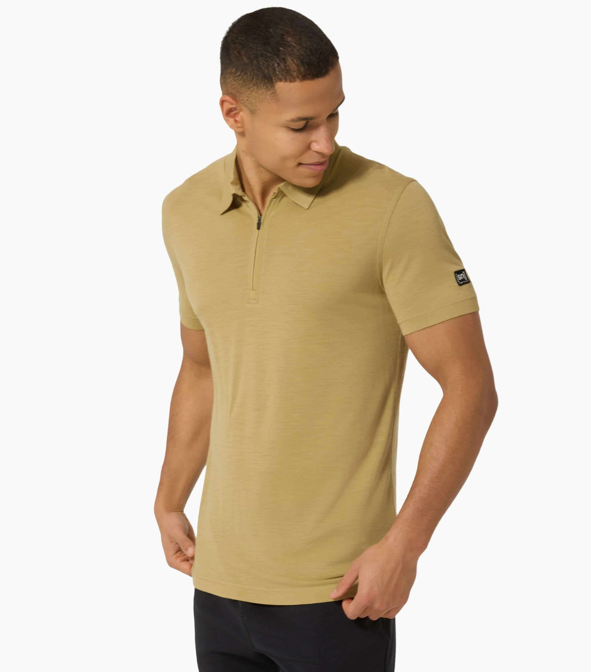 Tricou barbati cu merino SN-SUPERNATURAL M ZIP POLO Sahara