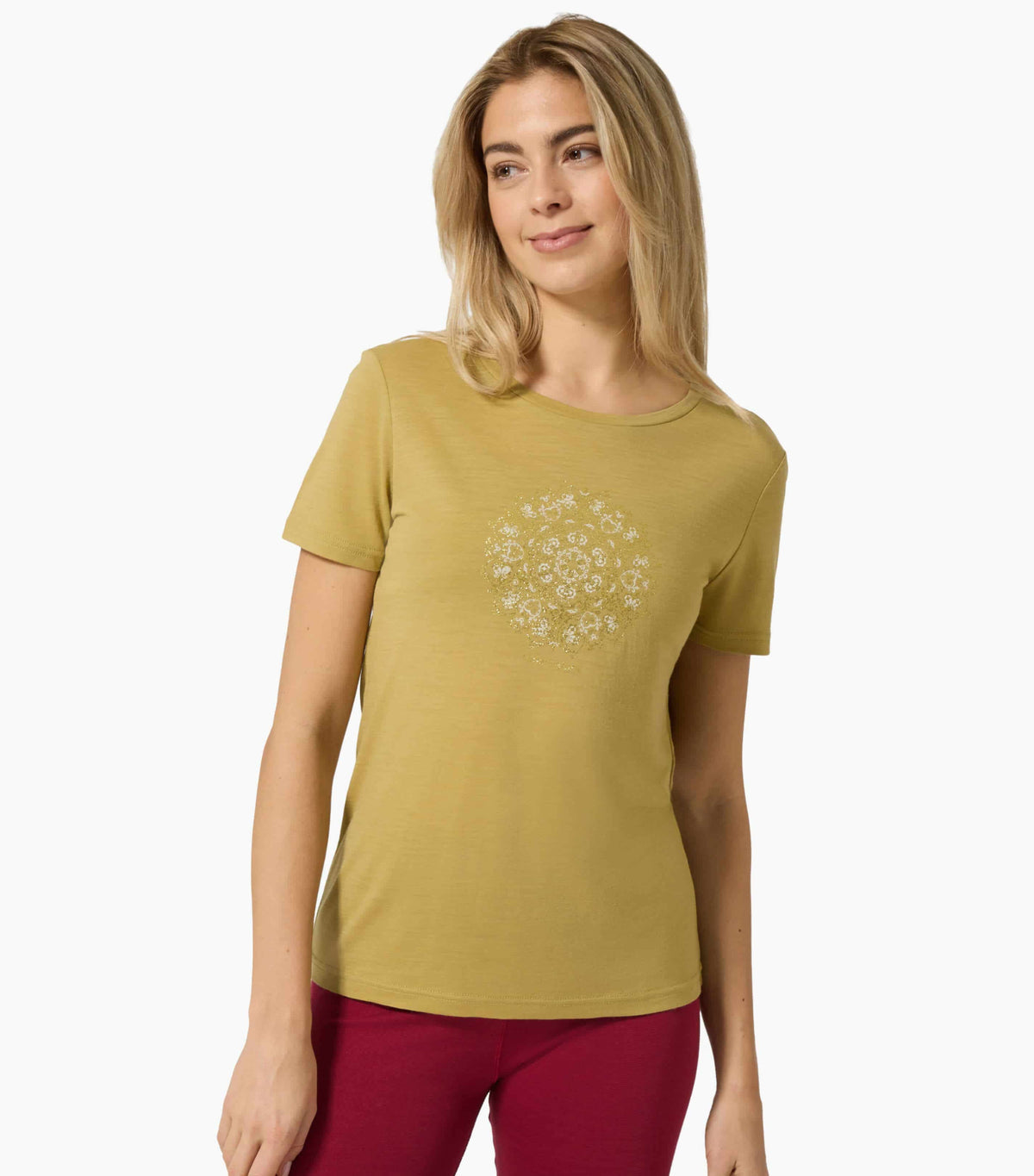 Tricou dama cu merino SN-SUPERNATURAL - W ORNAMENT TEE - Sahara Tobacco Glitter White Stone