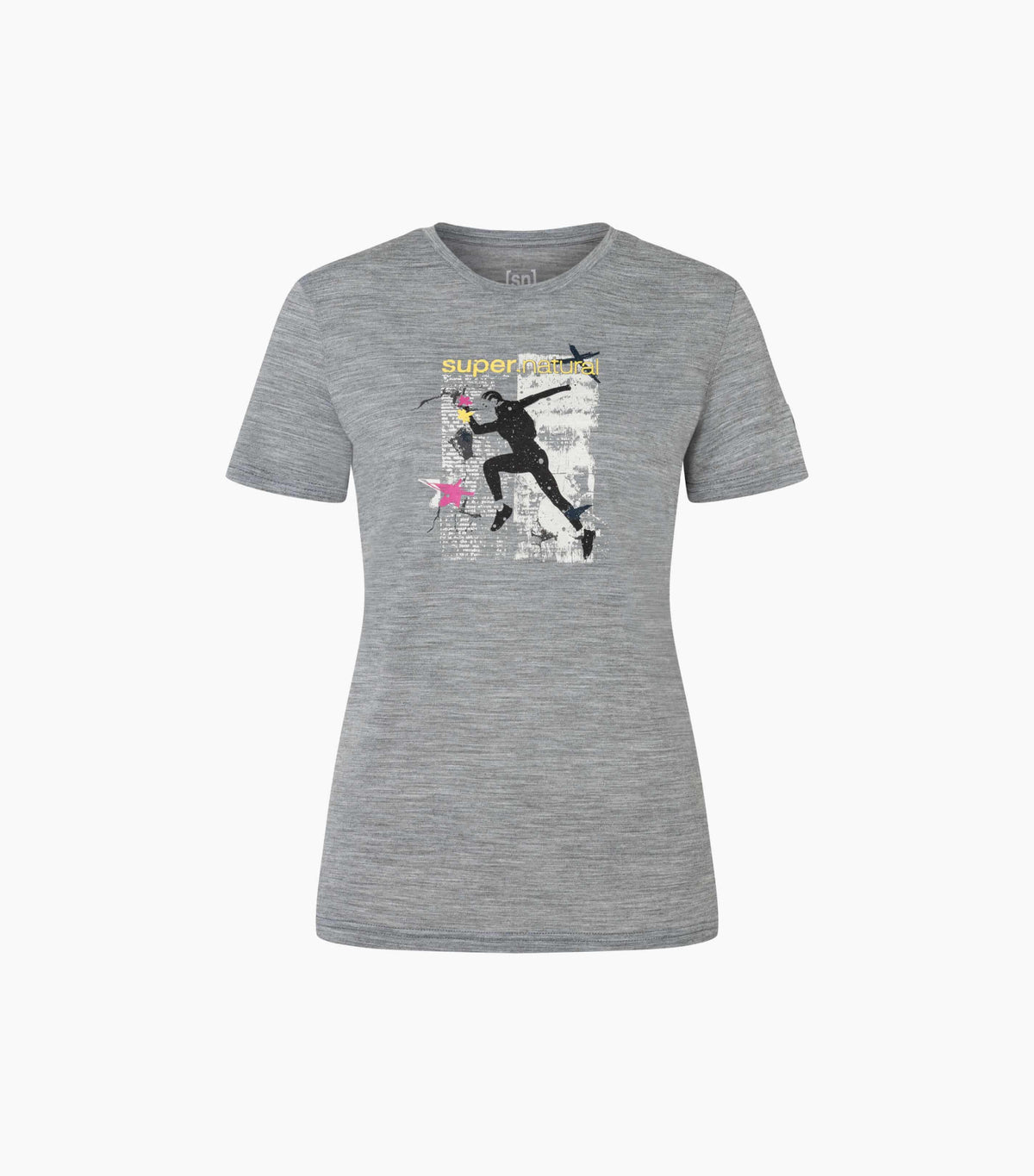 Tricou dama cu merino SN-SUPERNATURAL - W RUNNING ART TEE - Cashmere Grey Melange Various