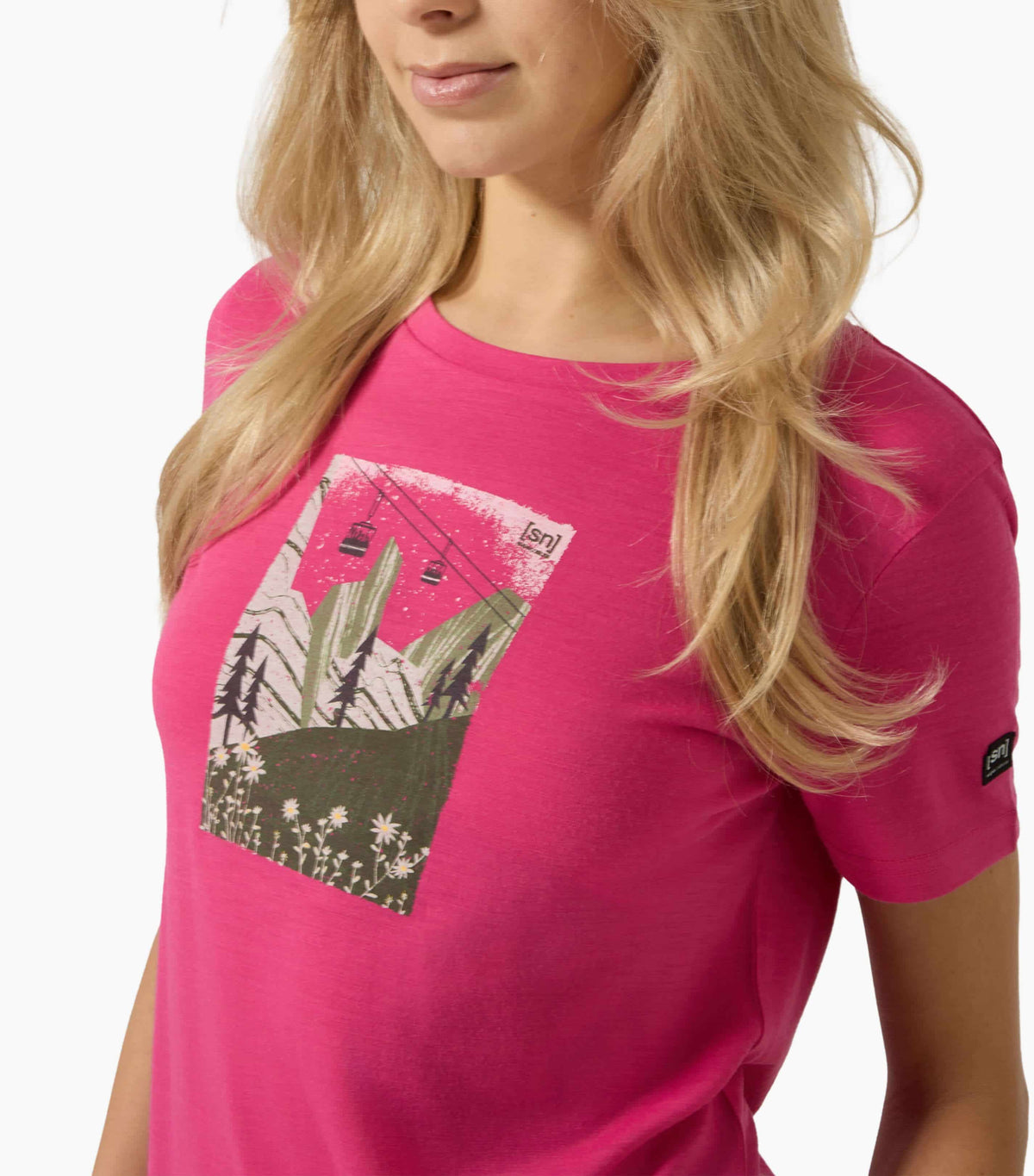 Tricou dama cu merino SN-SUPERNATURAL - W SUMMER GONDOLA TEE - Pinky Rose Various