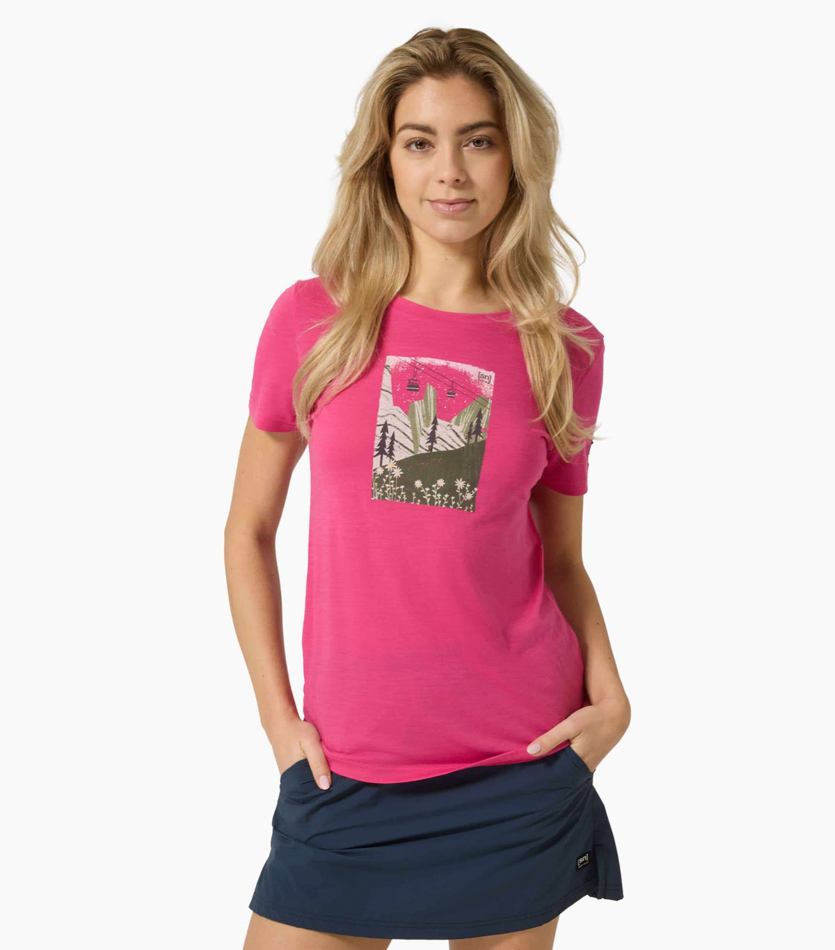 Tricou dama cu merino SN-SUPERNATURAL - W SUMMER GONDOLA TEE - Pinky Rose Various