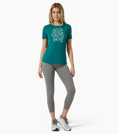 Tricou dama cu merino SN-SUPERNATURAL - W UNDER THE SEA TEE - Pacific White Stone Lagoon Green